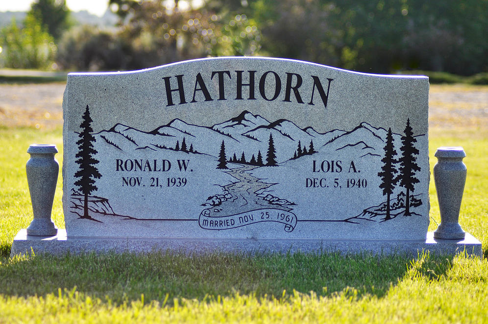 Grey granite companion slant memorial